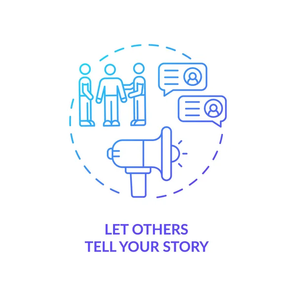 사람들이 여러분의 이야기를 이야기로 주도록 아이콘입니다 긍정적 미디어 마케팅 전략은 — 스톡 벡터