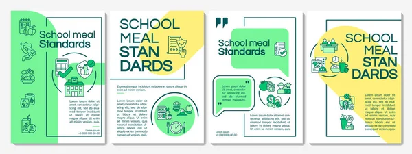 学校膳食标准小册子模板 为儿童提供食物 小册子 封面设计与线形图标 用于列报 年度报告 广告页的矢量布局 — 图库矢量图片