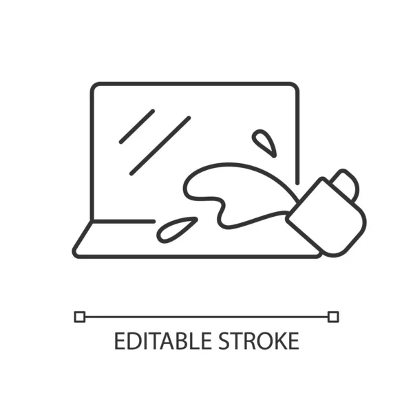 Wasserschaden Lineares Symbol Getränk Auf Tastatur Verschüttet Bürounfall Mit Elektronik — Stockvektor
