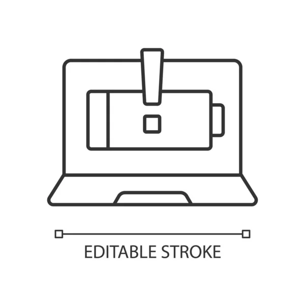 Computer Does Charge Linear Icon Broken Notebook Battery Electricity Supply — Stock Vector