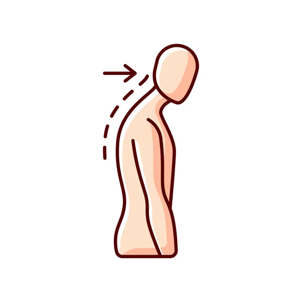 Slouching Icona Colori Rgb Povera Postura Avanti Testa Corpo Guarda — Vettoriale Stock