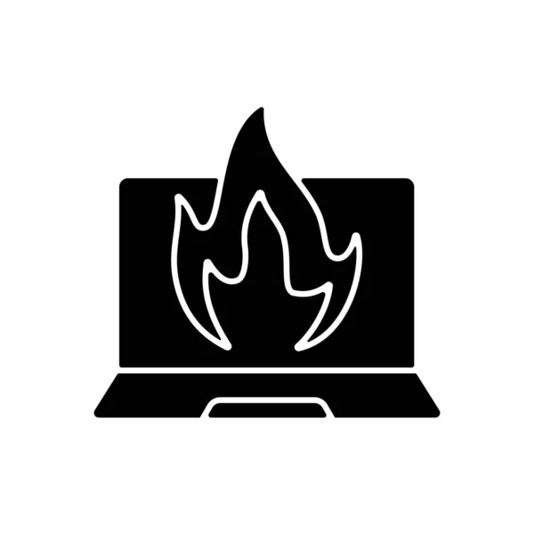 Компьютер Сжигает Черный Знак Сбой Оборудования Перегрев Зажигаю Ноутбук Разрушение — стоковый вектор