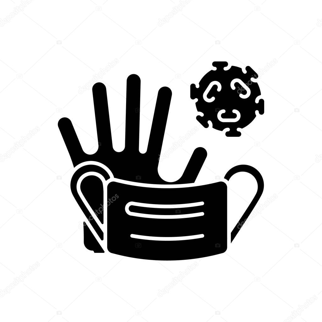 Medical waste black glyph icon. Biomedical trash that contains infectious materials. Biological risk of spreading disease and illness. Silhouette symbol on white space. Vector isolated illustration