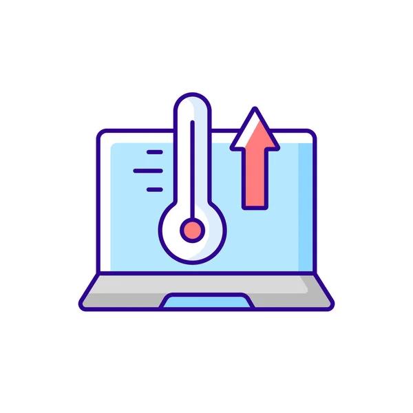 Computer Surriscaldamento Icona Colori Rgb Temperatura Elevata Del Processore Notebook — Vettoriale Stock