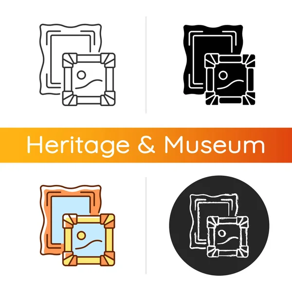 Icona Dei Dipinti Ritratto Paesaggio Collezioni Museali Scene Dalla Rappresentazione — Vettoriale Stock