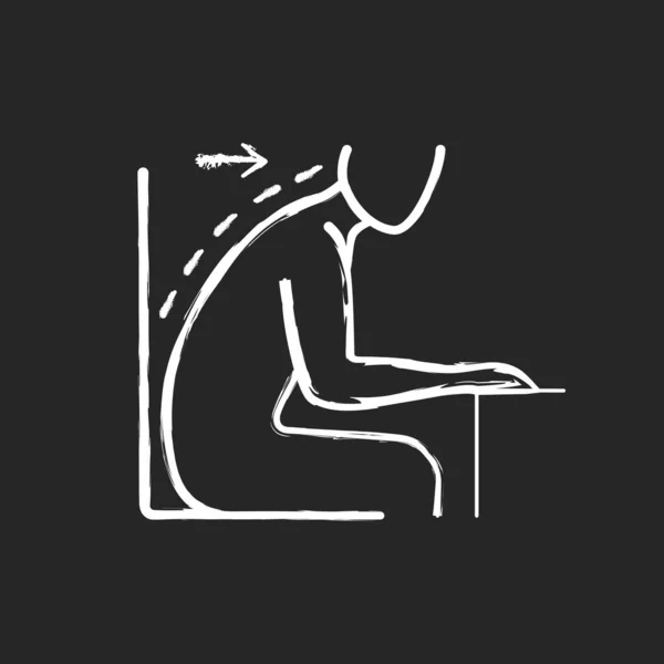 Передняя Наклонная Сидячая Позиция Мел Белый Значок Черном Фоне Круглые — стоковый вектор