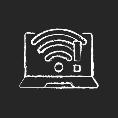 Wi-Fi siyah arkaplanda beyaz tebeşirle gösterilmiyor. Kablosuz bağlantı sorunu, zayıf sinyal. İnternet yok. Kablosuz interneti düzelt. Yazılım sorunu belirtileri. İzole edilmiş vektör karatahta çizimi