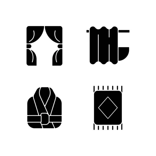 Accueil Articles Textiles Icônes Glyphe Noir Mis Sur Espace Blanc — Image vectorielle