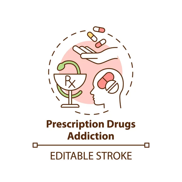 Icono Del Concepto Adicción Las Drogas Recetadas Tipos Adicción Problemas — Archivo Imágenes Vectoriales