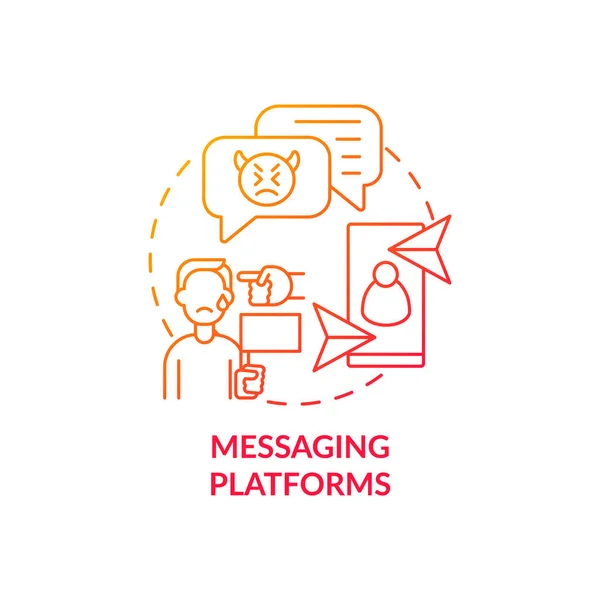 Plataformas Mensagens Ícone Conceito Cyberbullying Canal Ideia Linha Fina Ilustração — Vetor de Stock