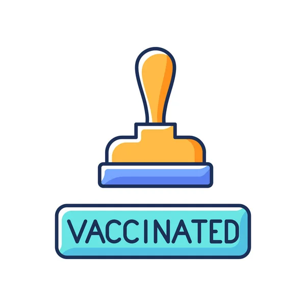 Impfung Stempel Rgb Farbsymbol Covid Virenschutz Dokument Für Die Behandlung — Stockvektor