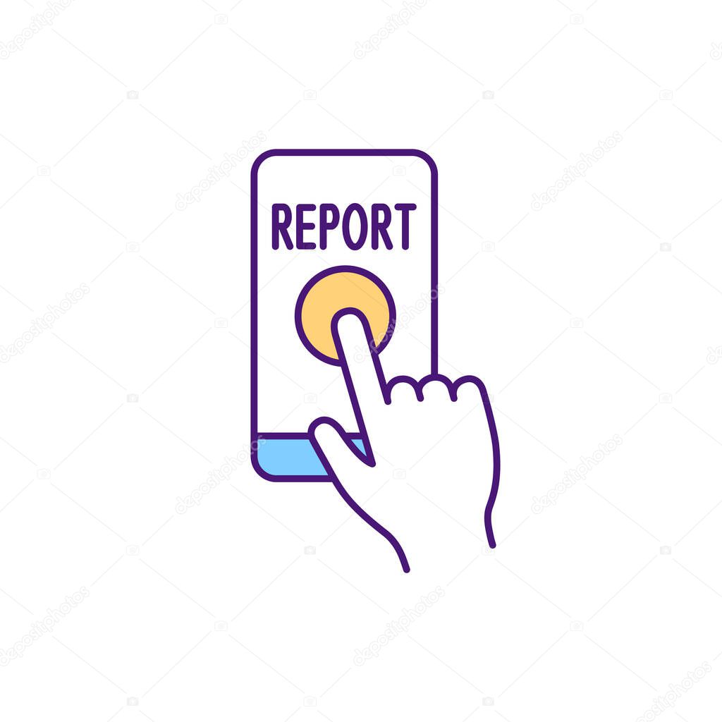 Reporting bullying incidents RGB color icon. Anti-bullying practice. Making complaint about human rights violation. Informing about online harassment, stalking. Isolated vector illustration