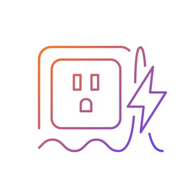 Güç dalgalanması doğrusal vektör simgesi. Kısa süreli voltaj yükselmeleri. Beklenmedik elektrik akışı kesintisi. İnce çizgi renkli semboller. Modern tarz pictogram. Vektör izole çizimi