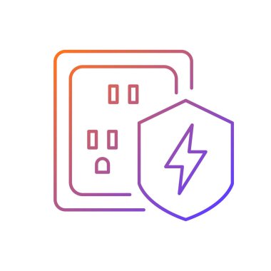 Dalga koruma gradyanı doğrusal vektör simgesi. Elektrik tesisatı koruması. Evdeki ekipman güvenliği. İnce çizgi renkli semboller. Modern tarz pictogram. Vektör izole çizimi
