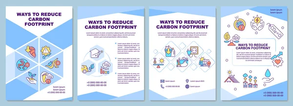 Carbon Footprint Reduction Ways Modelo Brochura Alterações Climáticas Folheto Brochura — Vetor de Stock
