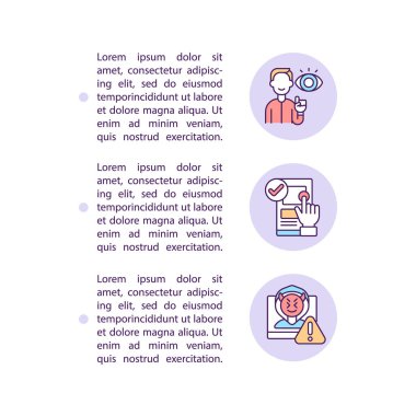 Tedbirli gönderme ve çevrimiçi konsept satır simgelerini metinle paylaşma. Kopya uzayı ile PPT sayfa vektör şablonu. Broşür, dergi, gazete tasarımı. Beyazın siber güvenlik doğrusal çizimleri