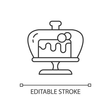 Pasta ayakta doğrusal simge. Lezzetli yemekler yapmak için aksesuar yapmak. Özel yemek ekipmanları. İnce çizgi özelleştirilebilir illüstrasyon. Contour sembolü. Vektör izole çizim. Düzenlenebilir vuruş