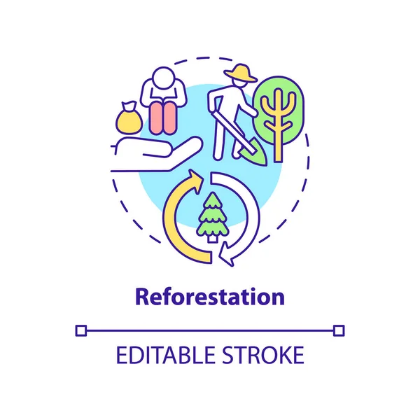 Reforestation Concept Icon Carbon Offsetting Benefit Abstract Idea Thin Line — Stock Vector