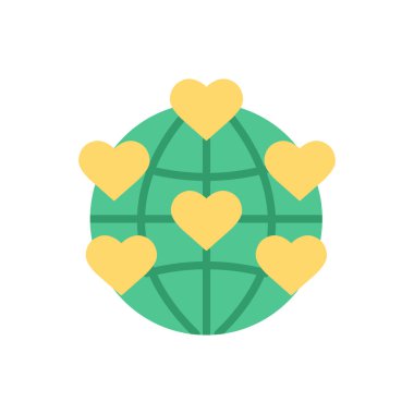 Gezegen koruma vektörü düz renk simgesi. Uluslararası toplum. Küresel yeşil hareket. Ekoloji ve çevre koruma. Mobil uygulama için çizgi film klip sanatı. İzole edilmiş RGB illüstrasyonu