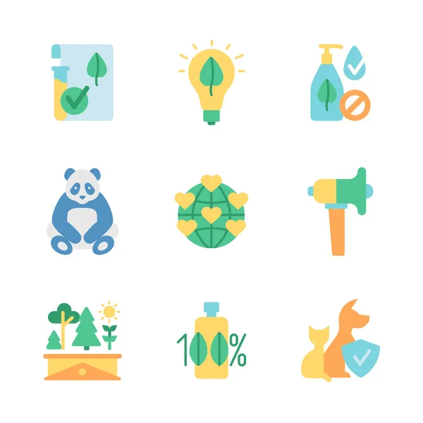 Global Environment Protection Vector Flat Color Icon Set Snižte Množství — Stockový vektor