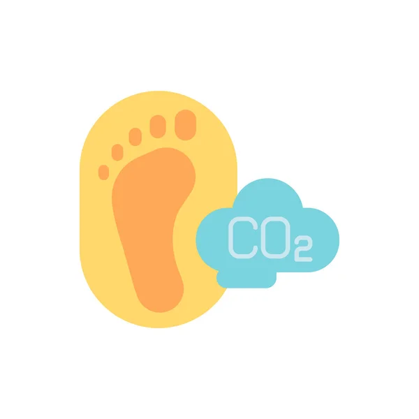 Carbon Footprint Vector Flat Color Icon Co2 Emission Nature Climate — Stock Vector