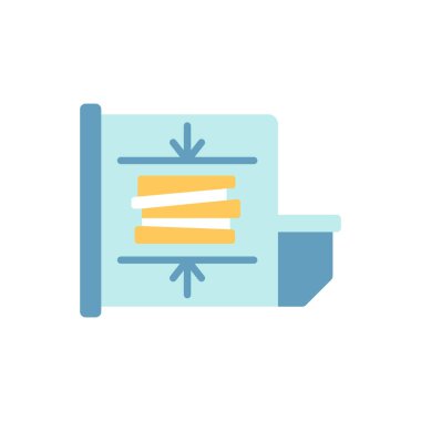 Çöp sıkıştırıcı vektör düz renk simgesi. Maddi boyutu küçültme mekanizması. Atık madde işleniyor, sıkıştırma yoluyla biyokütle alınıyor. Mobil uygulama için çizgi film klip sanatı. İzole edilmiş RGB illüstrasyonu