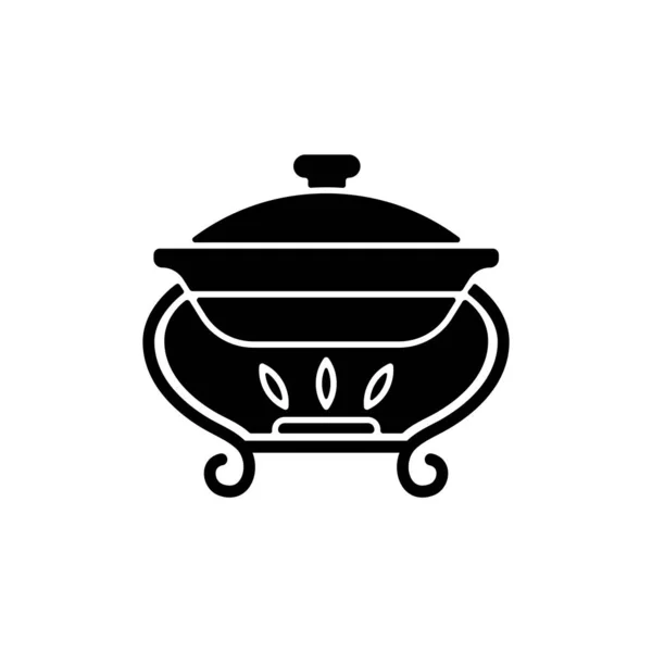 Bandeja Calentamiento Icono Glifo Negro Plato Chafing Para Almacenar Alimentos — Vector de stock