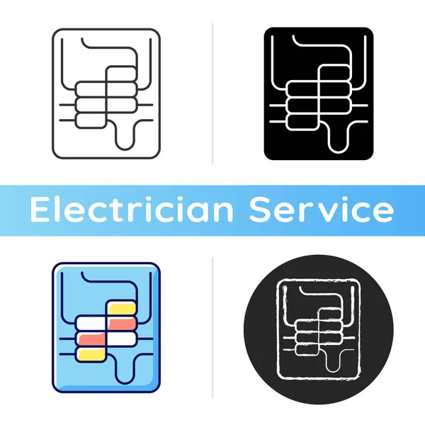 Ikona Wyłącznika Rada Dystrybucyjna System Zasilania Elektrycznego Panel Elektryczny Urządzenia — Wektor stockowy