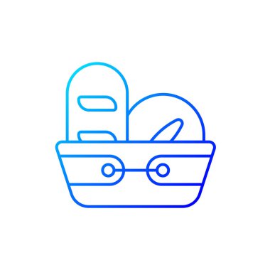 Ekmek sepeti gradyan doğrusal vektör simgesi. Fırın ürünleri depolamak için konteynır. Mutfak ekipmanlarını özel olarak tasarladım. İnce çizgi renkli semboller. Modern tarz pictogram. Vektör izole çizimi