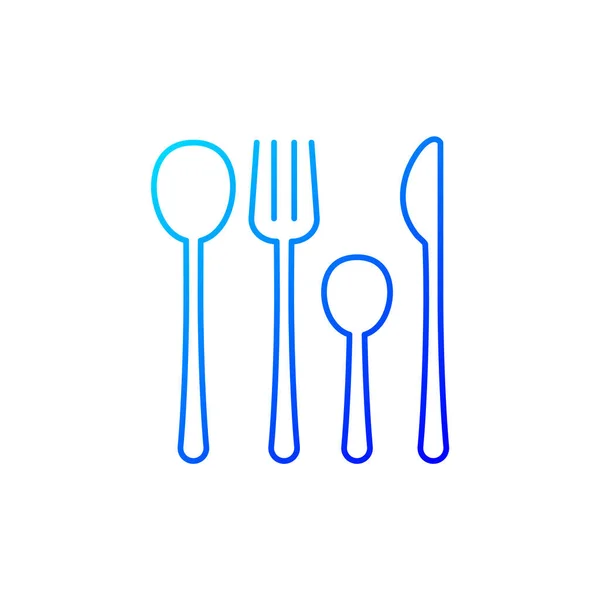 Forks Knives Spoons Gradient Linear Vector Icon Dinner Accessories Eating — Stock Vector