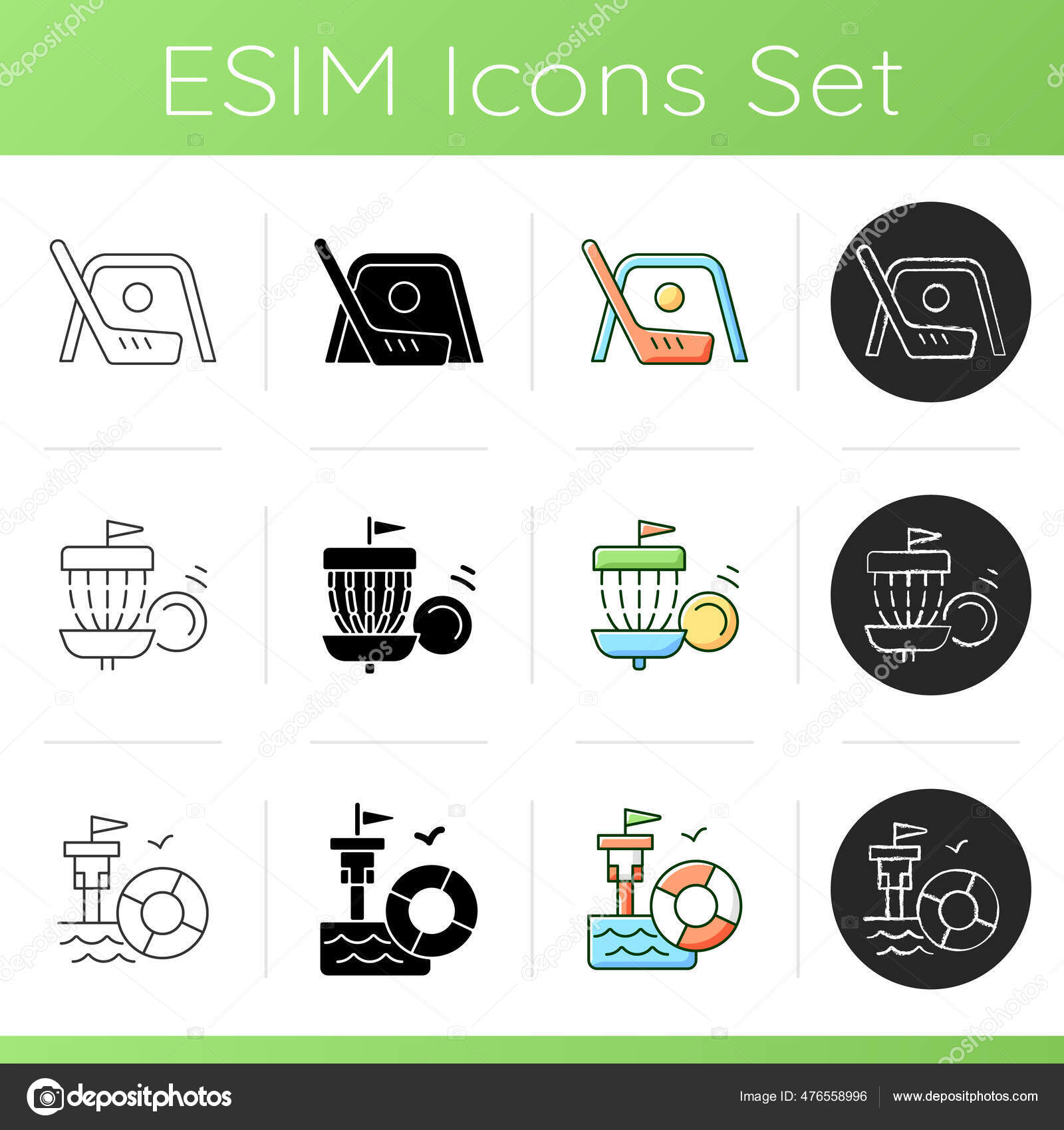Summer Camp Activities Icons Set Street Hockey Frisbee Golf Lifeguarding Stock Vector Image By C Bsd