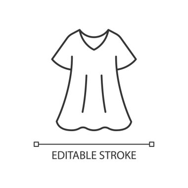 Sportif giysi ikonu. Kadınlar için şık bir salon kıyafeti. Büyük moda elbise. İnce çizgi özelleştirilebilir illüstrasyon. Contour sembolü. Vektör izole çizim. Düzenlenebilir vuruş