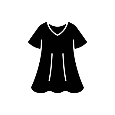 Sportif giyimli siyah sembol. Kadınlar için şık bir salon kıyafeti. Büyük moda elbise. Rahat ev kıyafetleri ve uyku tulumları. Beyaz uzayda siluet sembolü. Vektör izole illüstrasyonu