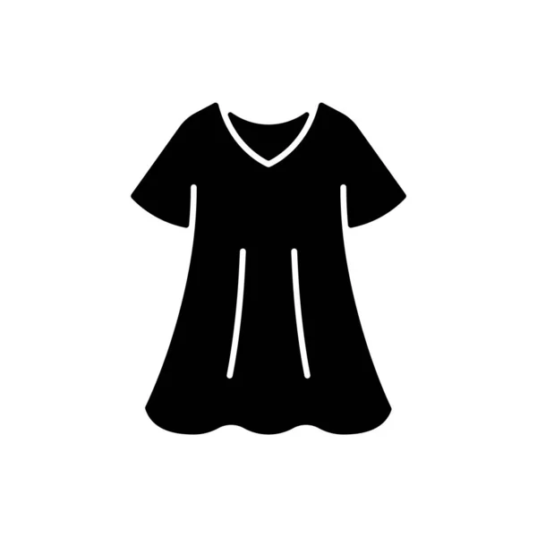 スポーティドレス黒グリフアイコン 女性のためのエレガントなラウンジウェア オーバーサイズトレンディーなドレス 快適なホームウェアとスリープウェア 白い空間にシルエットのシンボル ベクトル分離図 — ストックベクタ
