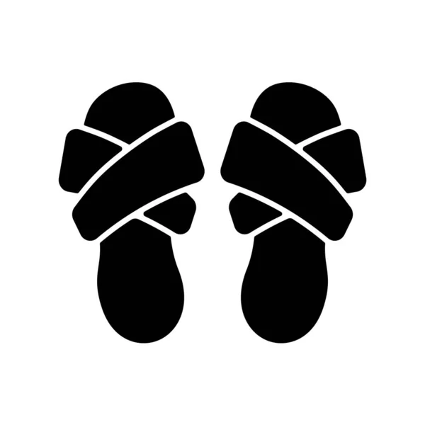 Kruisband Slippers Zwart Glyph Icoon Schoeisel Thuis Loungen Comfortabele Schoenen — Stockvector