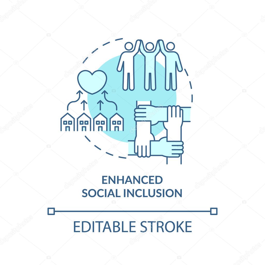 Enhanced social inclusion concept icon. Community development abstract idea thin line illustration. Connection with family, local community. Vector isolated outline color drawing. Editable stroke
