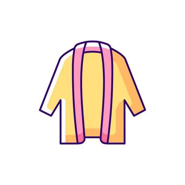 Ikon Warna Rgb Kuning Kardigan Panjang Jaket Besar Trendi Pakaian - Stok Vektor