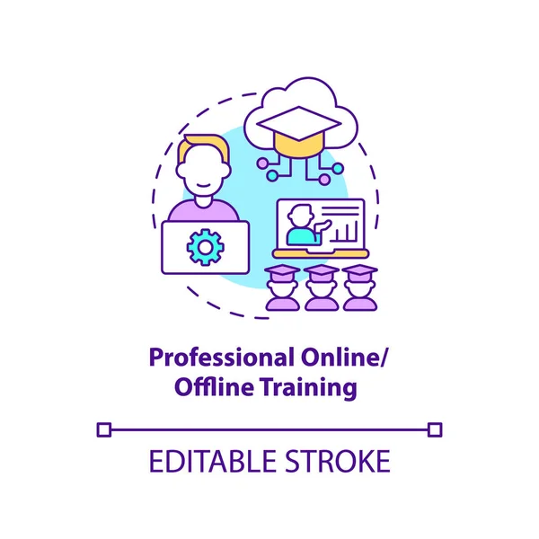 Professioneel Online Offline Trainingsconcept Icoon Communautaire Ontwikkeling Abstracte Idee Dunne — Stockvector