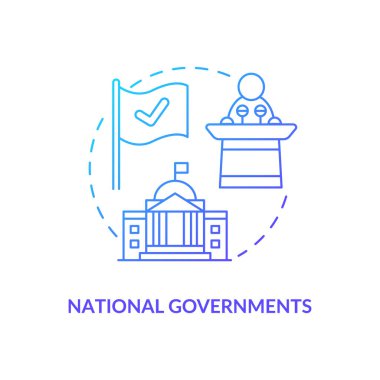 Ulusal hükümetlerin konsept ikonu. Toplum gelişimi soyut fikir ince çizgi çizimi. Ekonomik güvenliği sağlıyorum. Kanun ve nizamı korumak. Vektör izole edilmiş dış çizgi renk çizimi