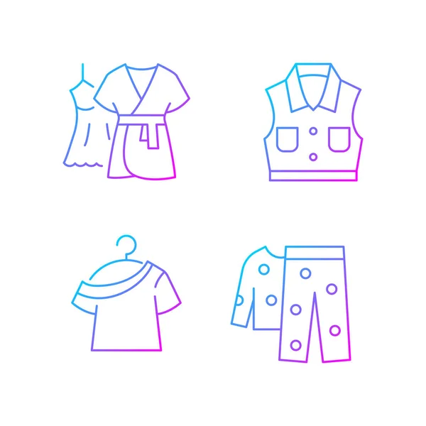 Kleidung Für Schlafende Lineare Vektorsymbole Minikleid Mit Robe Ein Schultertop — Stockvektor