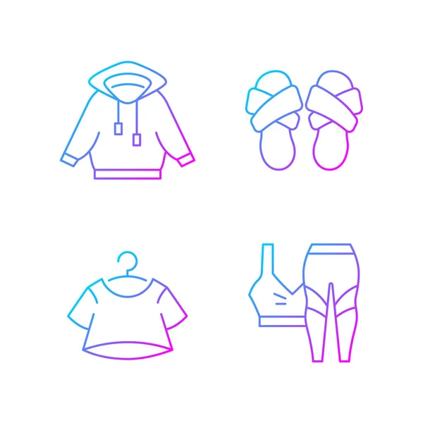 Juego Pijamas Para Íconos Vectoriales Lineales Gradiente Doméstico Camisa Con — Vector de stock