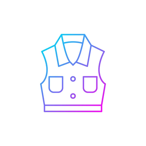 Denim Vest Gradient Linear Vector Icon Jacket Pockets Unisex Shirt — Stock Vector