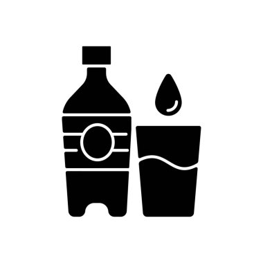 Water black glyph icon. Hydration for fitness. Fluids to avoid thirst. Water bottle to prevent dehydration. Everyday routine. Silhouette symbol on white space. Vector isolated illustration vector Water black glyph icon. Hydration for fitness. Fluids to avoid thirst. Water bottle to prevent dehydration. Everyday routine. Silhouette symbol on white space. Vector isolated illustration vector
