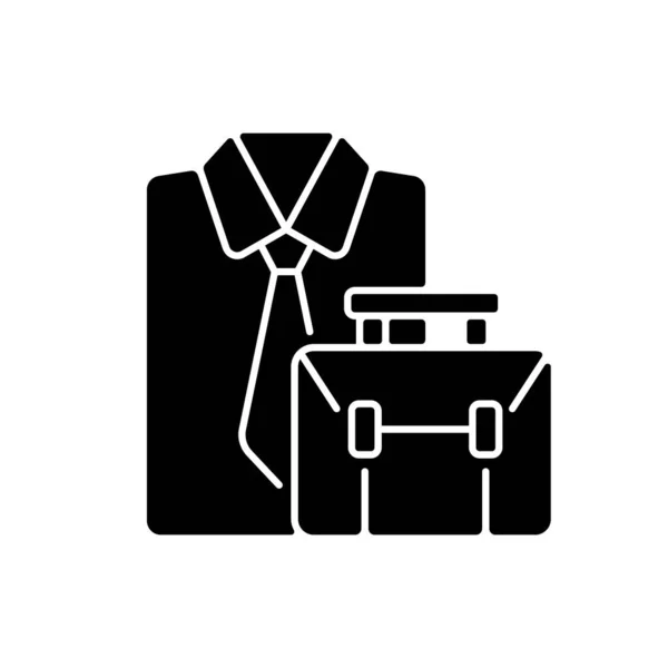 Официальная Одежда Черная Иконка Дипломатом Профессиональный Рабочий Наряд Сумки Одежда — стоковый вектор