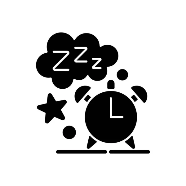 Hora Dormir Icono Glifo Negro Reloj Despertador Reloj Línea Con — Vector de stock