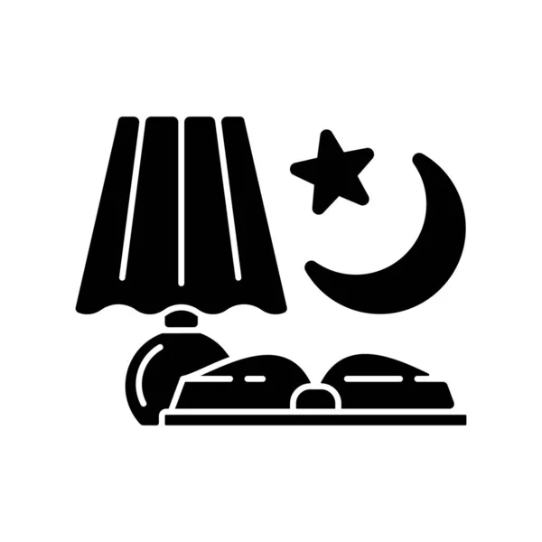 Icono Glifo Negro Lectura Nocturna Estudiar Tarde Por Noche Libros — Vector de stock