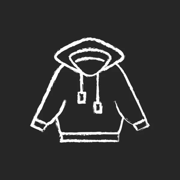 Αρχική Στολή Hoodie Κιμωλία Λευκό Εικονίδιο Σκούρο Φόντο Κουκούλα Μπουφάν — Διανυσματικό Αρχείο