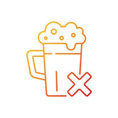 Alkol gradyan doğrusal vektör ikonundan kaçının. Alkollü içecekler için diyet kısıtlaması. İçmeyi bırak. İnce çizgi renkli semboller. Modern tarz pictogram. Vektör izole çizimi