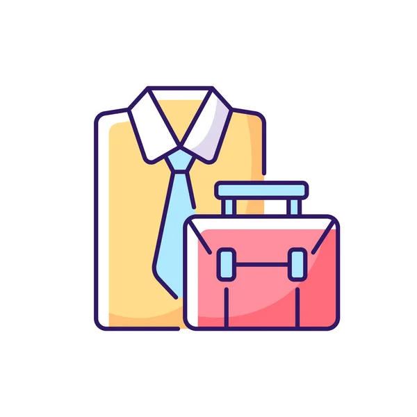 Ropa Formal Maletín Icono Color Rgb Traje Bolso Trabajador Profesional — Vector de stock