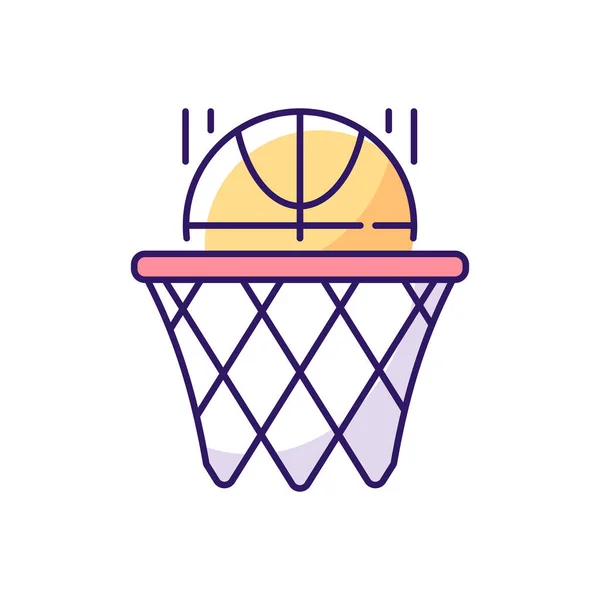 Basketball Rgb Farbsymbol Mannschaftssport Für Bewegung Torschuss Mit Ball Reifen — Stockvektor